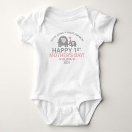 Personalisiert Baby Girl First Mother's Day Elepha Baby Strampler