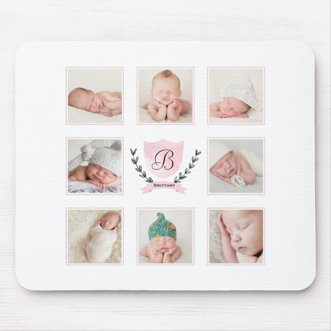 PERSONALISIERT BABY GIRL FOTO COLLAGE MOUSEPAD (Vorne)