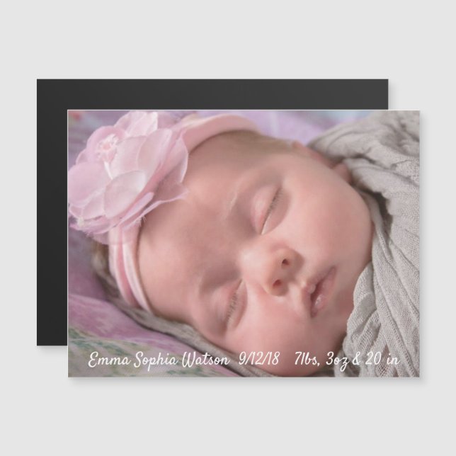 Personalisiert Baby Girl Geburtshinweis Magnet (Vorne/Hinten)