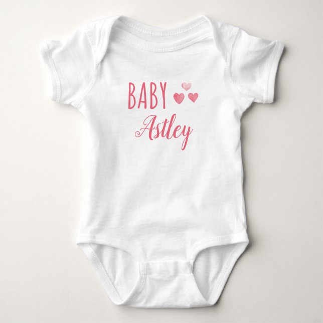 Personalisiert Baby Girl Herzname Baby Strampler (Vorderseite)