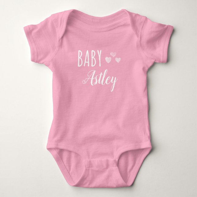 Personalisiert Baby Girl Herzname Baby Strampler (Vorderseite)