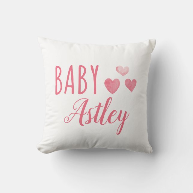 Personalisiert Baby Girl Herzname Kissen (Vorderseite)