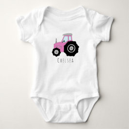 Personalisiert Baby Girl Pink Farm Traktor mit Nam Baby Strampler