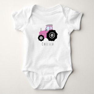 Personalisiert Baby Girl Pink Farm Traktor mit Nam Strampler