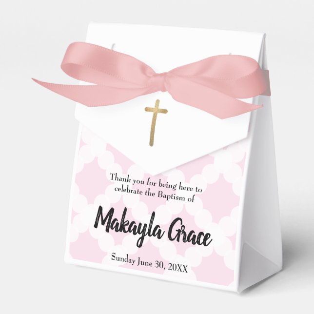 Personalisiert Baby Girl Pink Taufe danke Geschenkschachtel (Vorderseite)