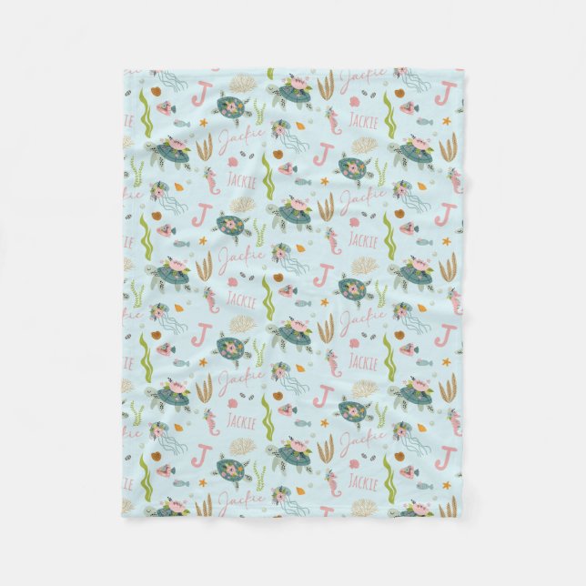 Personalisiert Baby Girl Turtle | 30 x 40 Fleece (Vorderseite)