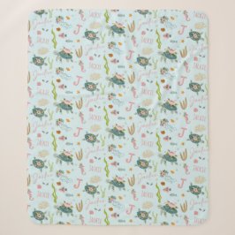 Personalisiert Baby Girl Turtle | 50 x 60 Sherpadecke