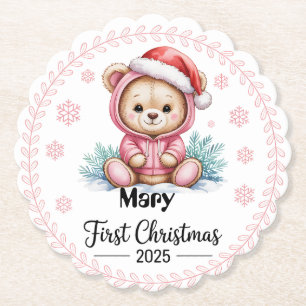 Personalisiert Baby Girl's First Christmas Unterse Untersetzer