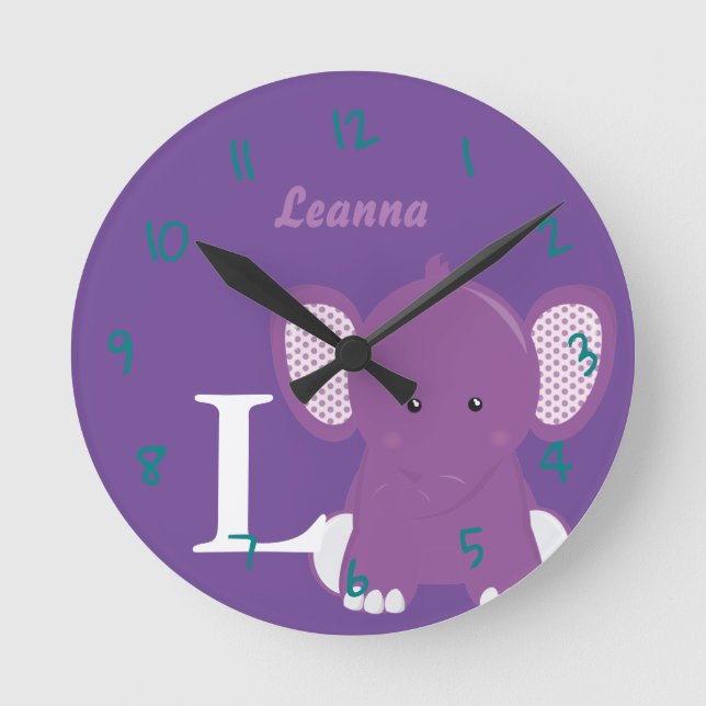 Personalisiert Baby Lilac Round Clock Runde Wanduhr (Vorderseite)