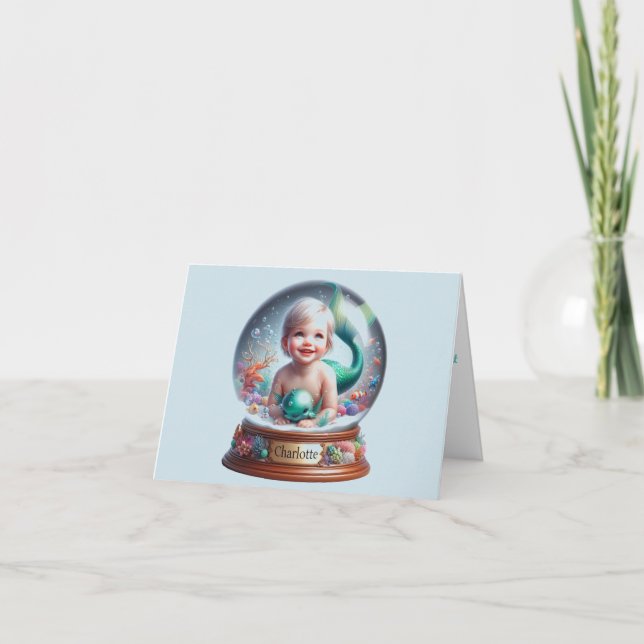 Personalisiert Baby Mermaid Willkommen Karte (Vorderseite)