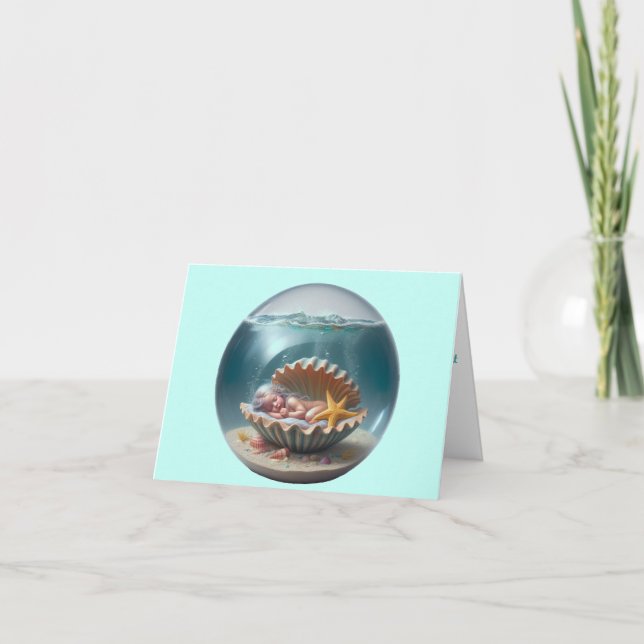 Personalisiert Baby Mermaid Willkommen Karte (Vorderseite)