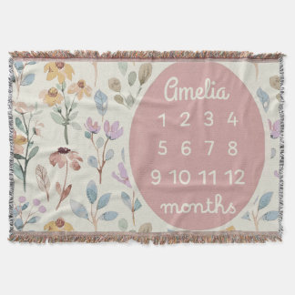 Personalisiert Baby Milestone Blanket Girl Decke