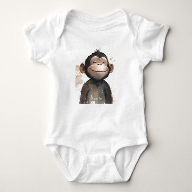 Personalisiert Baby Monkey Körperanzug Strampler (Vorderseite)