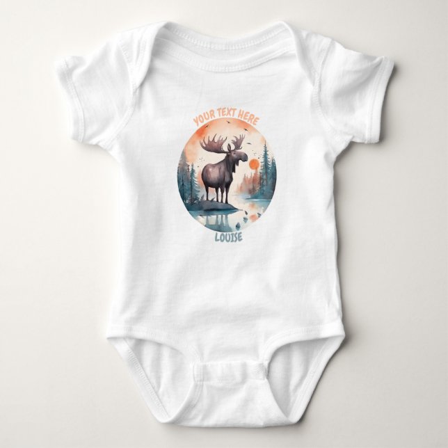 Personalisiert Baby Moose Strampler (Vorderseite)