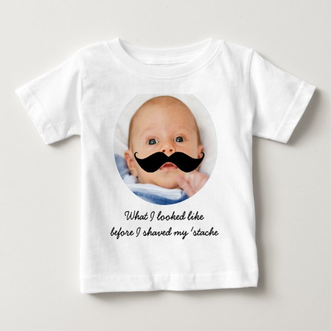 Personalisiert Baby Mustache Foto Shirt (Vorderseite)