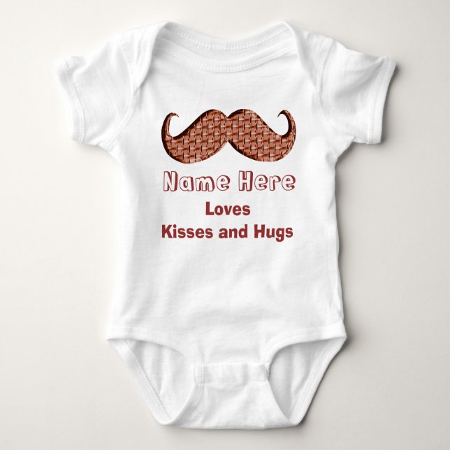 Personalisiert Baby Mustache Kleidung One Stück Strampler (Vorderseite)