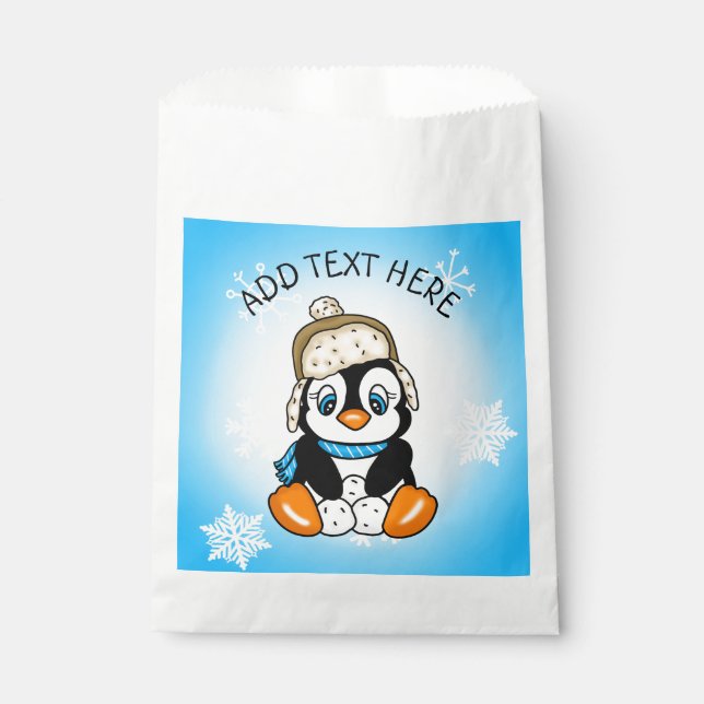 Personalisiert Baby Pinguin Favoriten Geschenktütchen (Vorderseite)