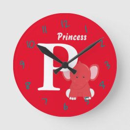 Personalisiert Baby Red Round Clock Runde Wanduhr