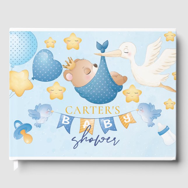 Personalisiert Baby Shower Baby Bär Gästebuch (Vorderseite)