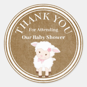 Personalisiert Baby Shower LambVielen Dank Runder Aufkleber