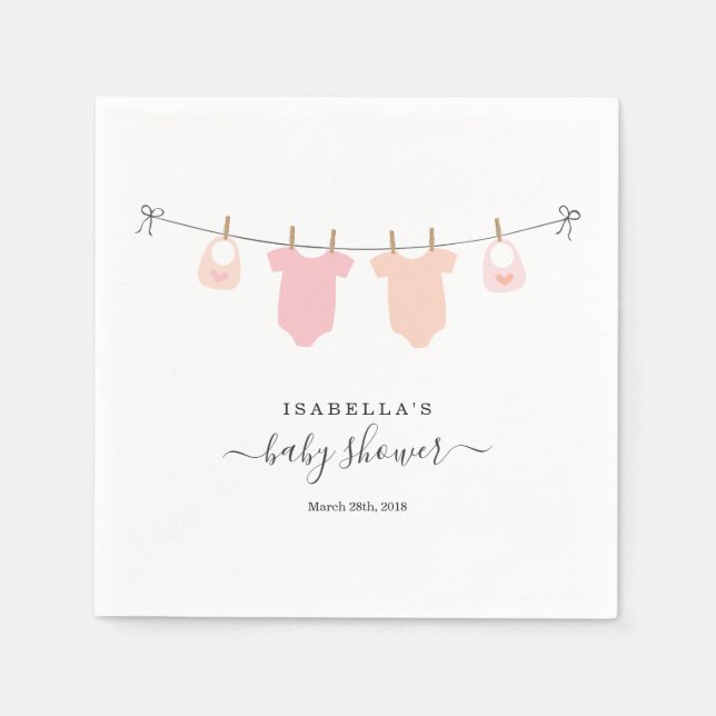 Personalisiert Baby Shower Twins Girls Serviette (Vorderseite)