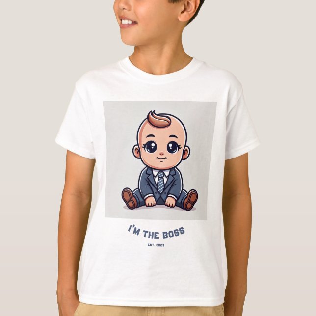 Personalisiert Baby T - Shirt - "Ich bin der Boss" (Vorderseite)