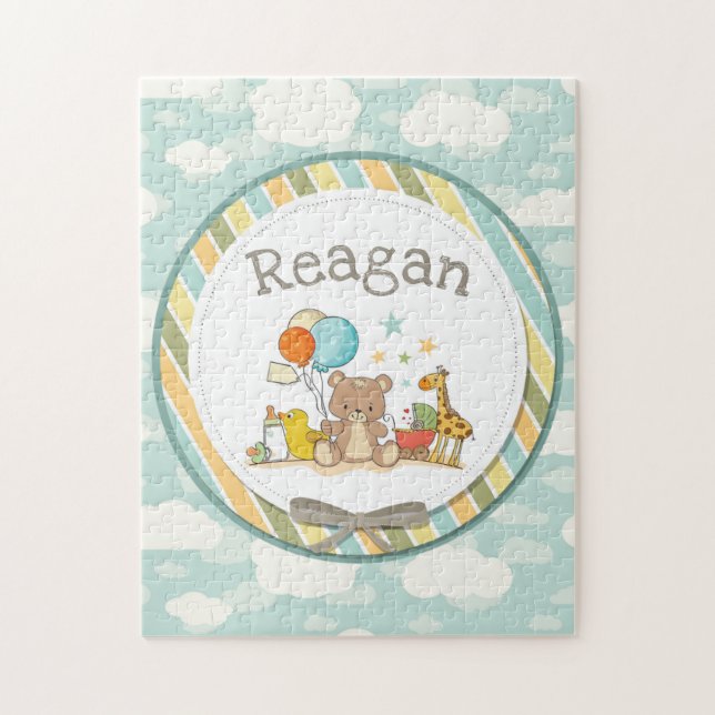 Personalisiert Baby Teddy Bear Giraffe Rubber Duck (Vertikal)