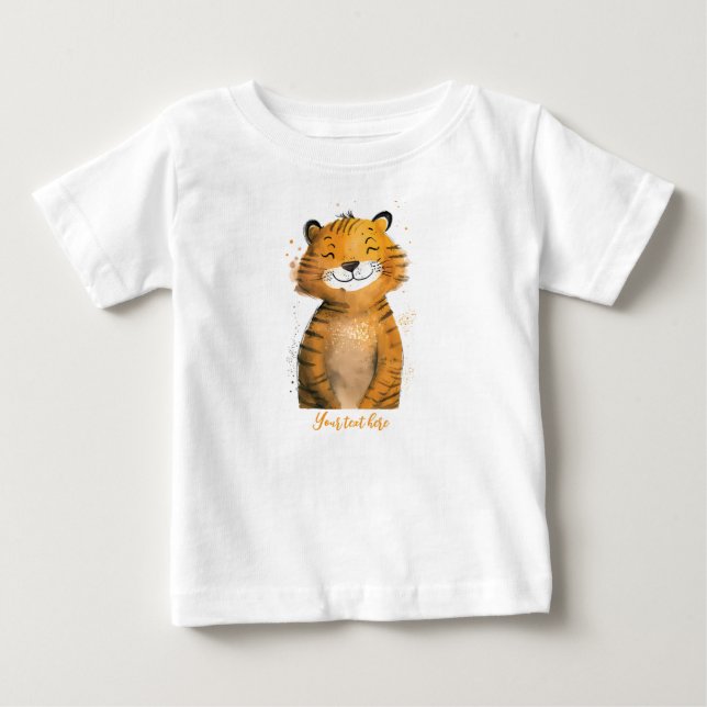 Personalisiert Baby Tiger T-Shirt (Vorderseite)