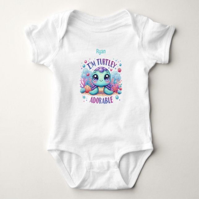 Personalisiert Baby Turtle Strampler (Vorderseite)