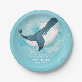 Personalisiert Baby Whale Blue Baby Dusche Pappteller