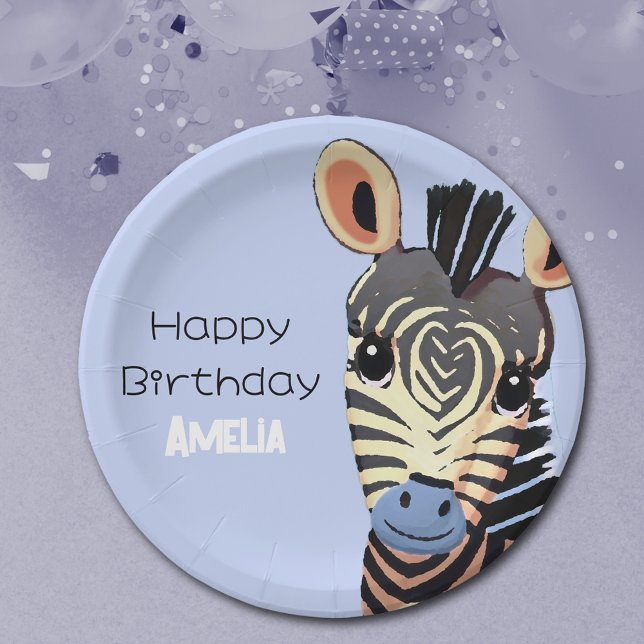 Personalisiert Baby Zebra Birthday Pappteller (Von Creator hochgeladen)