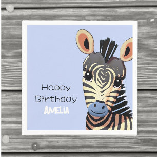 Personalisiert Baby Zebra Birthday Serviette
