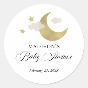 Personalisiert  Babydusche Moon Stars Wolken Runder Aufkleber