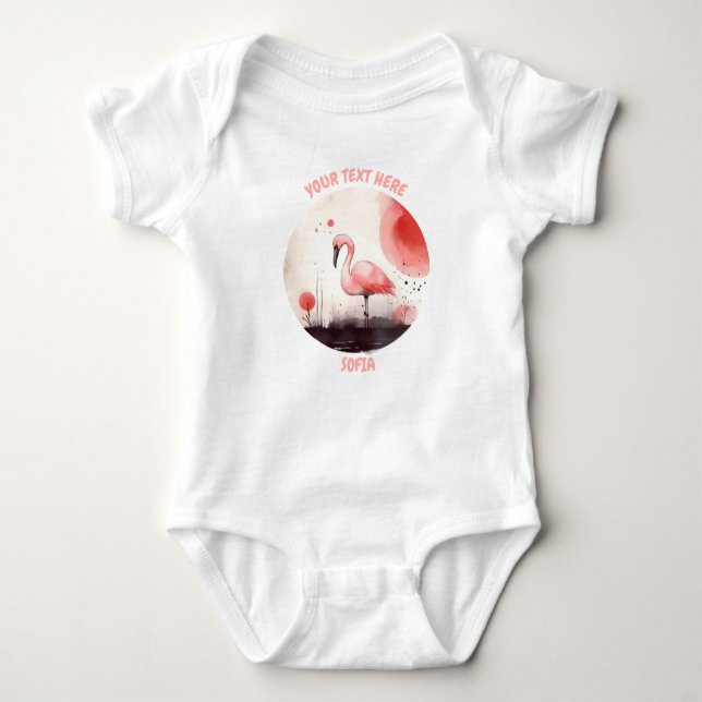 Personalisiert BabyFlamingo Bodysuit Baby Strampler (Vorderseite)