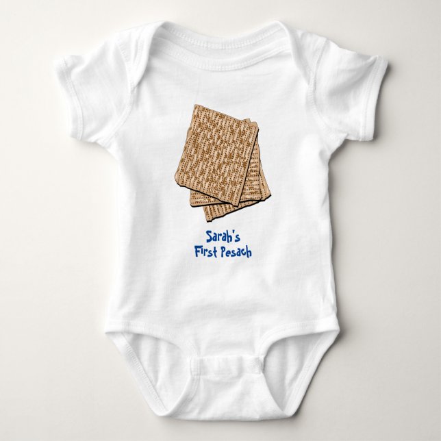 Personalisiert Baby's 1. Pesach Baby Bodysuit Strampler (Vorderseite)