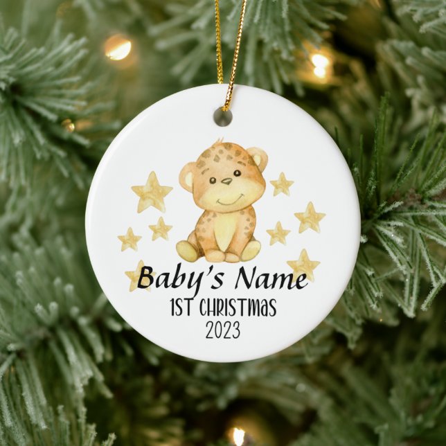Personalisiert Baby's 1. Weihnachtsdekoration Keramik Ornament (Baum)