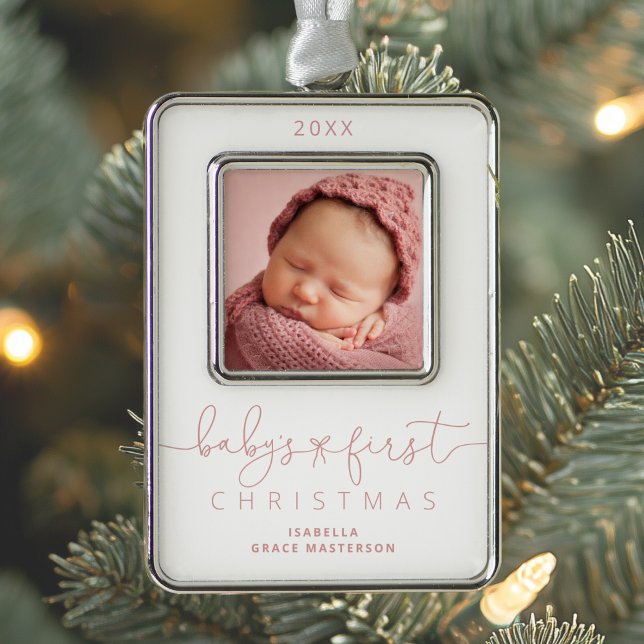 Personalisiert Baby's 1. Weihnachtsfest Foto Rahmen-Ornament Silber (Von Creator hochgeladen)