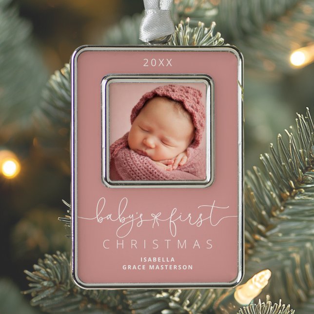 Personalisiert Baby's 1. Weihnachtsfest Foto Rahmen-Ornament Silber (Von Creator hochgeladen)