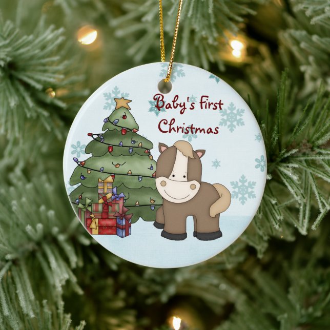 Personalisiert Baby's 1. Weihnachtspferd Ornament (Baum)