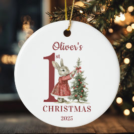 Personalisiert Baby's 1. Weihnachtsrabbit Keramik Ornament