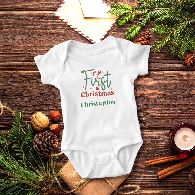 Personalisiert Babys Baby Erstes 1. Weihnachtsgesc Strampler (Personalized Babies First 1st Christmas Baby Body Suit)