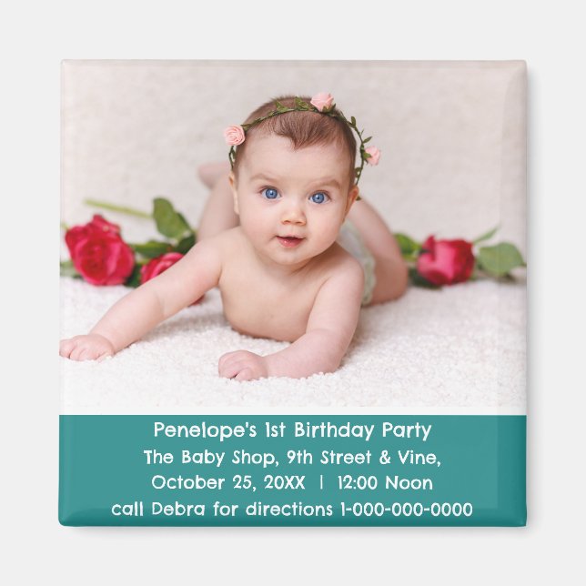 Personalisiert Baby's First Birthday Party Einladu Magnet (Vorne)