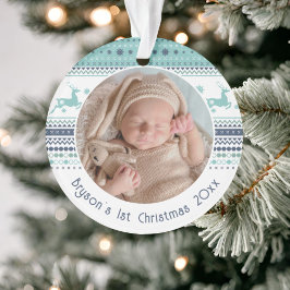 Personalisiert Baby's First Christmas Blue Rentier Ornament