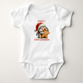 Personalisiert Baby's First Christmas Bunny Baby Strampler