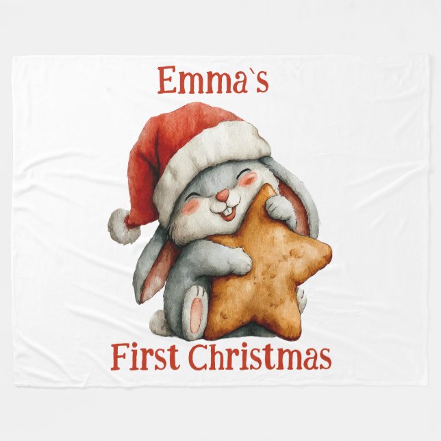 Personalisiert Baby's First Christmas Bunny Fleece (Vorderseite (Horizontal))