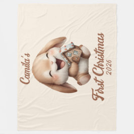 Personalisiert Baby's First Christmas Bunny Fleecedecke