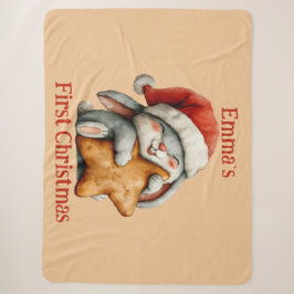 Personalisiert Baby's First Christmas Bunny Sherpadecke