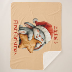 Personalisiert Baby's First Christmas Bunny Sherpadecke