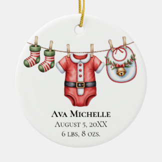 Personalisiert Baby's First Christmas Clothesline Keramik Ornament