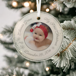 Personalisiert Baby's First Christmas Foto Glitzer Ornament Aus Glas